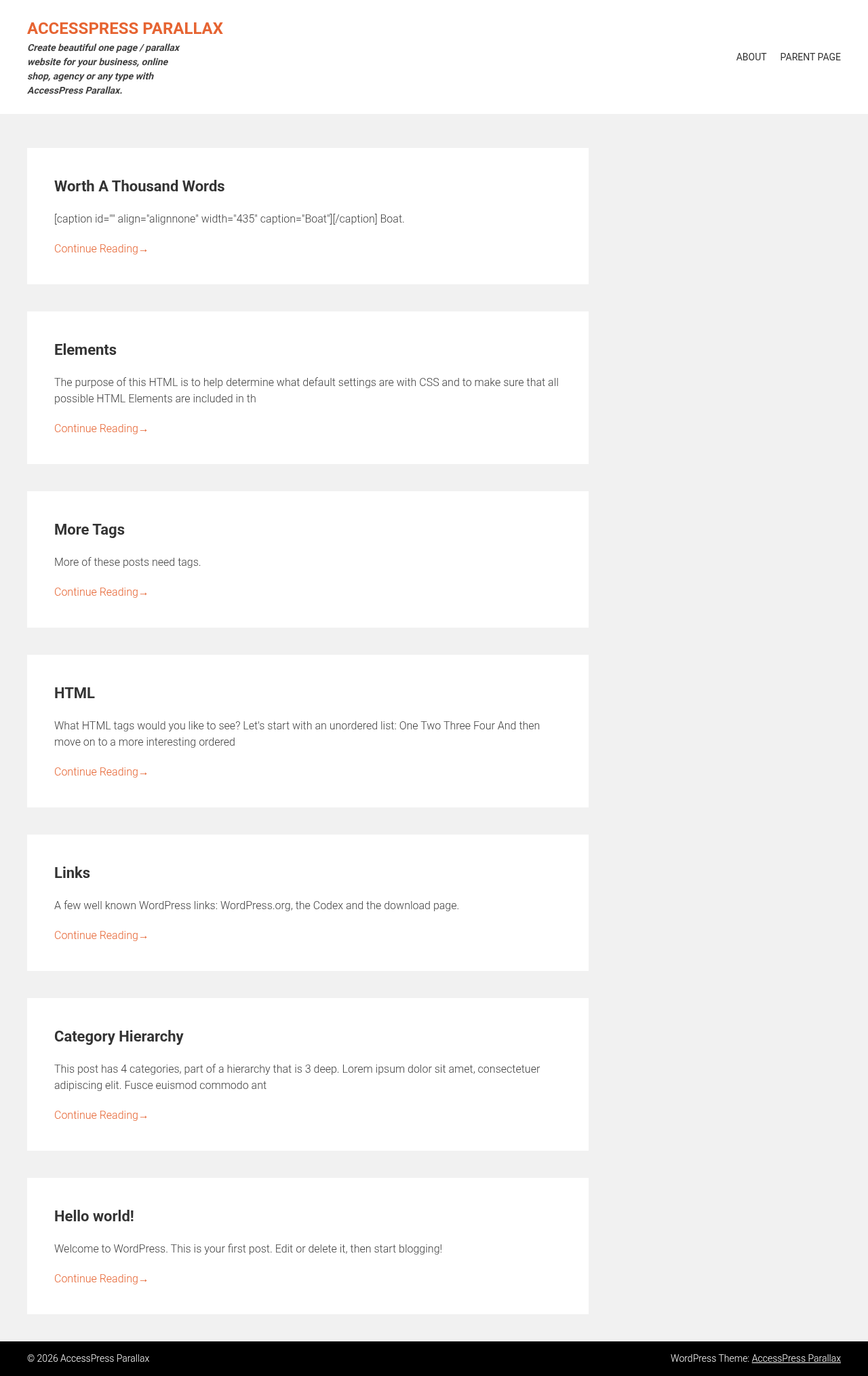 Десктоп (ниже) — AccessPress Parallax