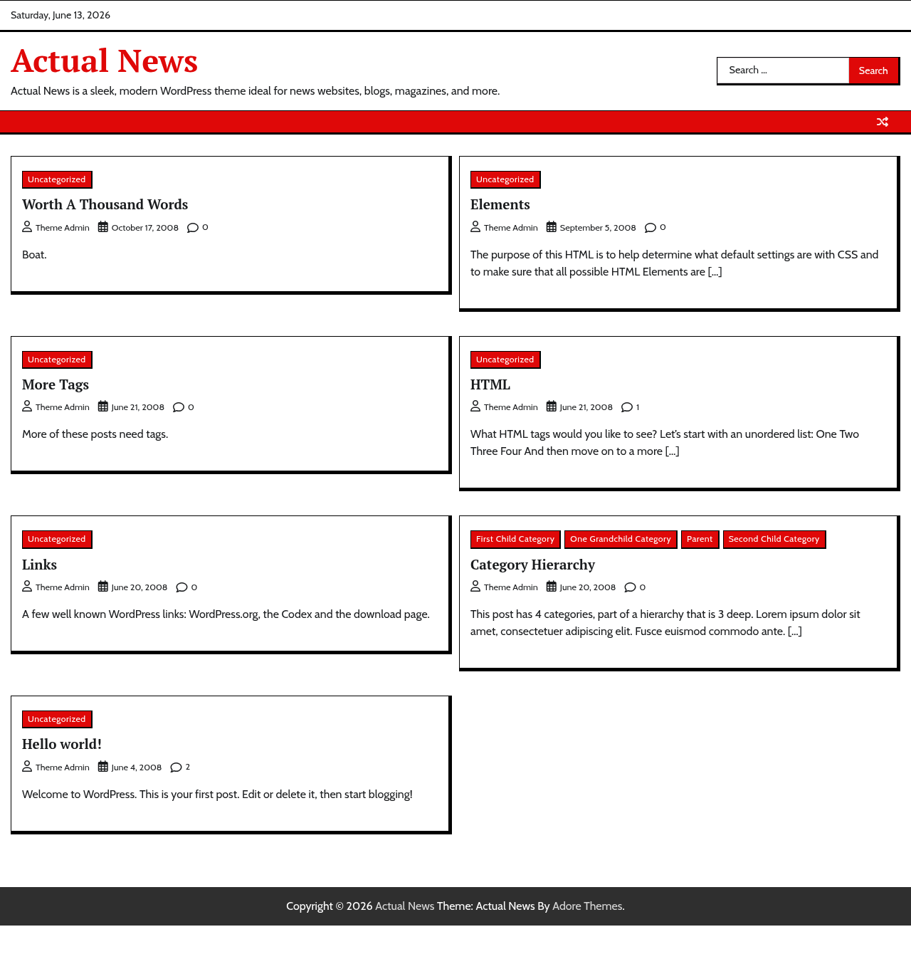 Десктоп (ниже) — Actual News