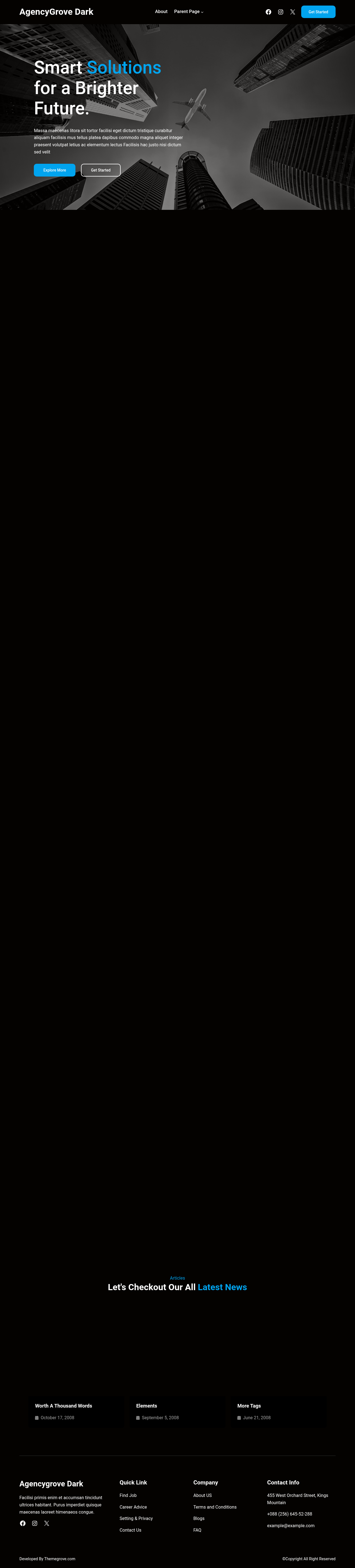 Десктоп (ниже) — AgencyGrove Dark