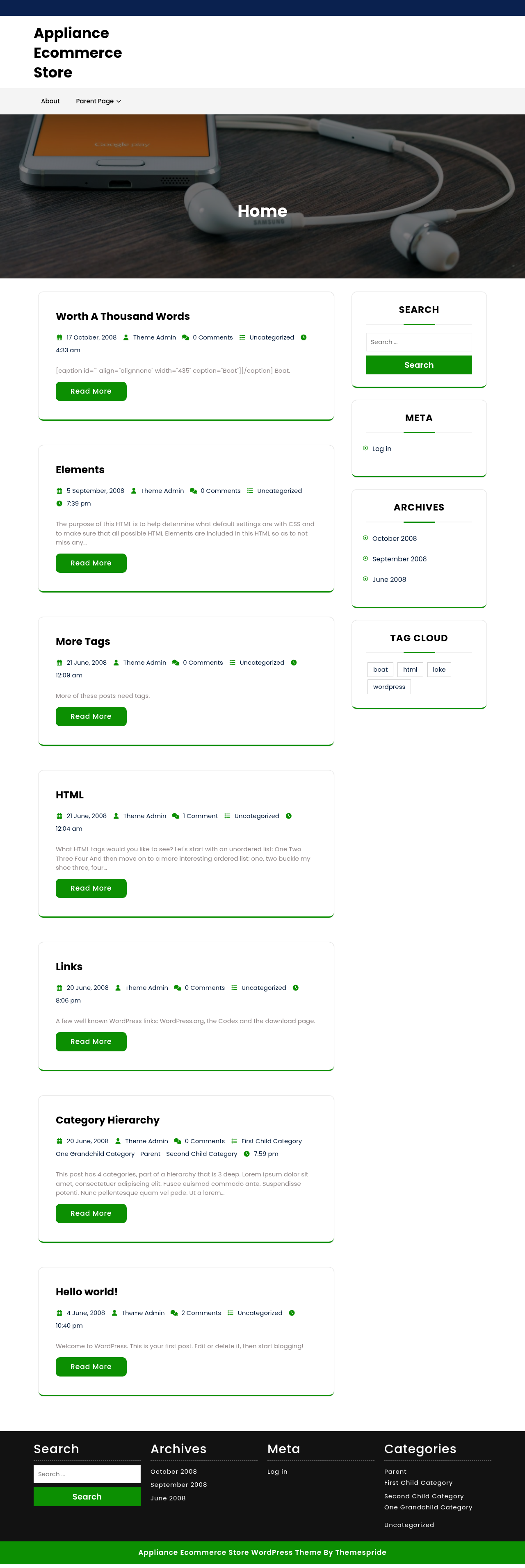 Десктоп (ниже) — Appliance Ecommerce Store