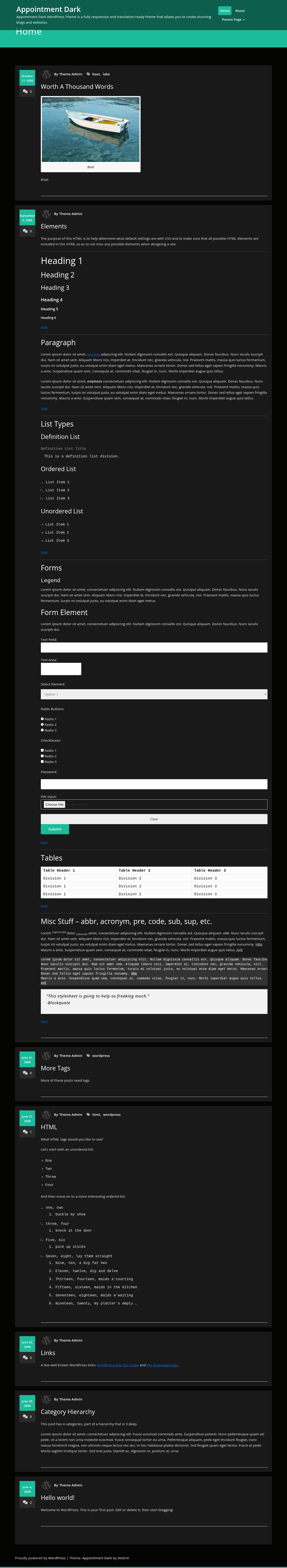Десктоп (ниже) — Appointment Dark