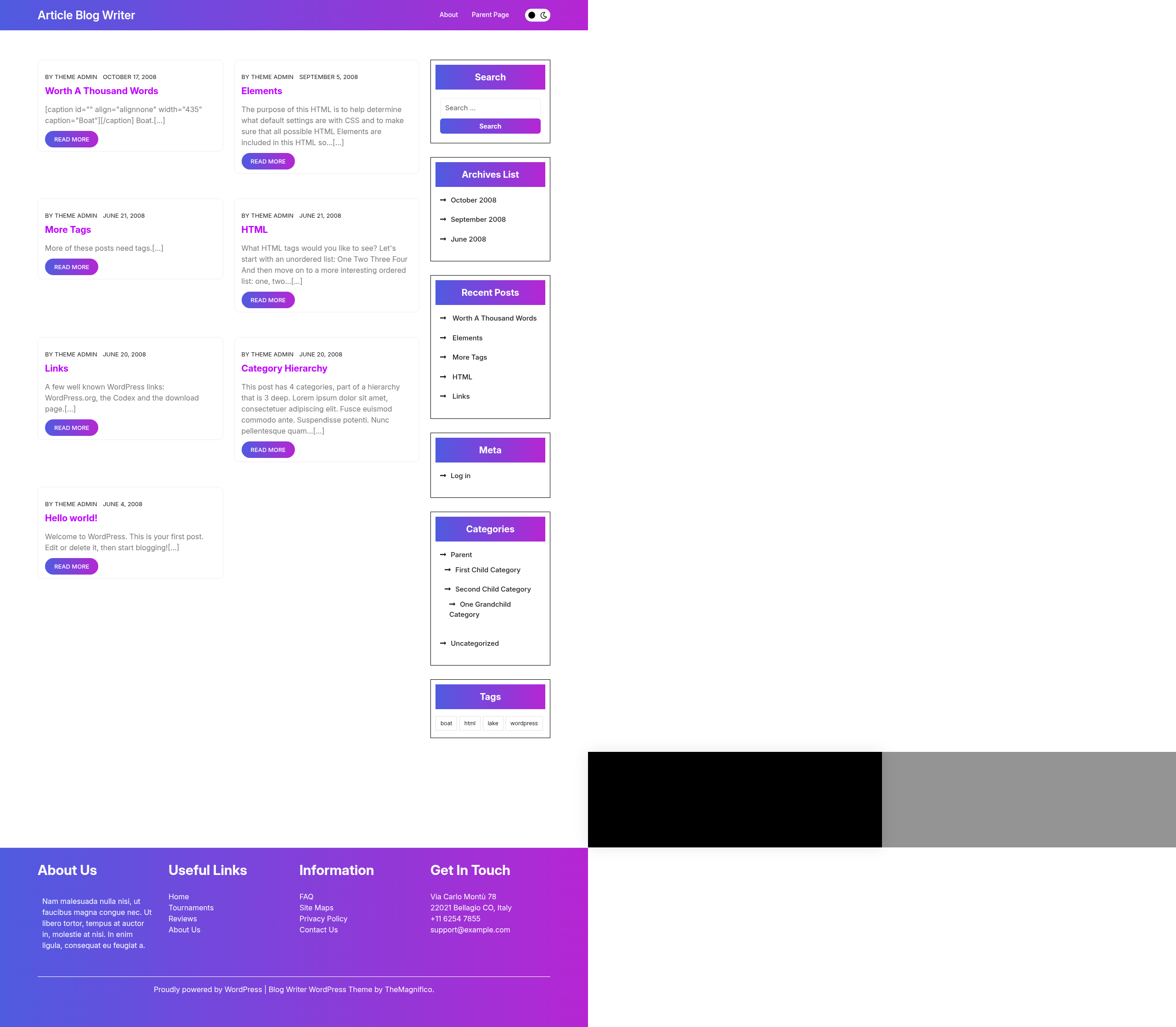 Десктоп (ниже) — Article Blog Writer