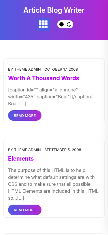 Мобильный вид — Article Blog Writer