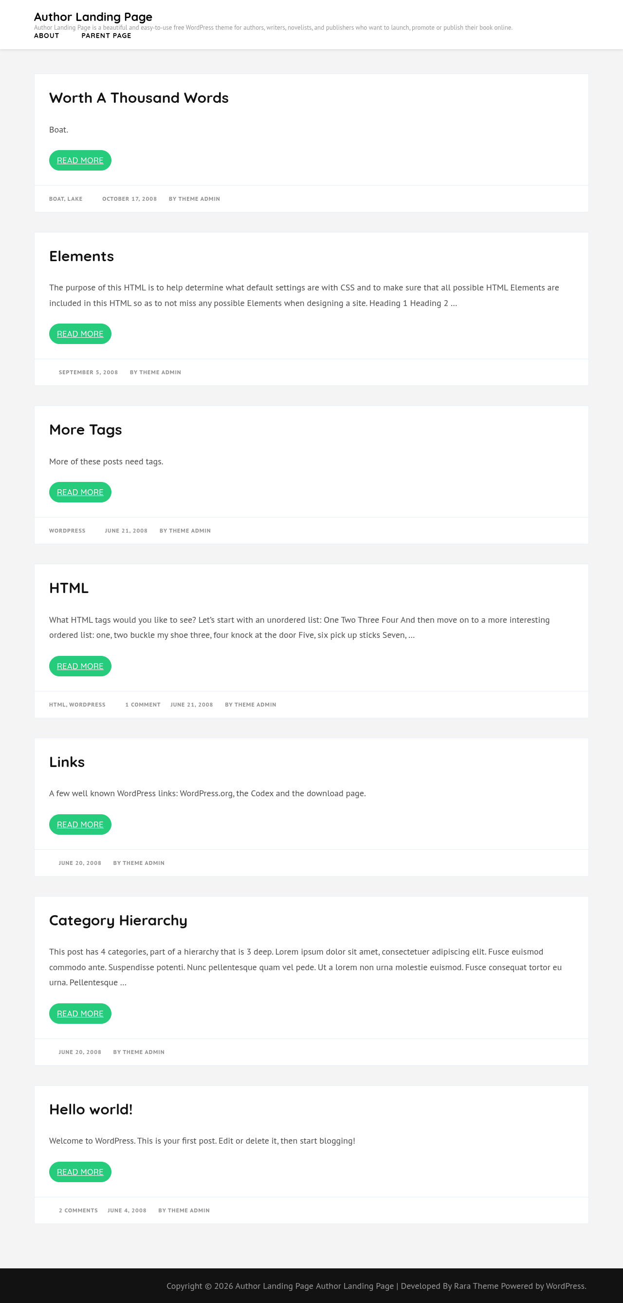 Десктоп (ниже) — Author Landing Page
