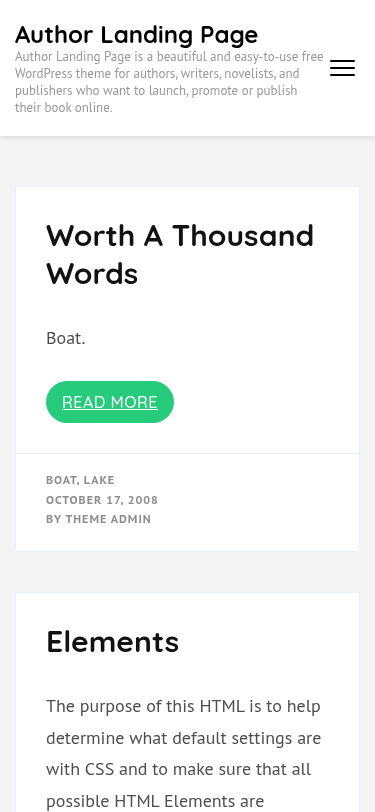 Мобильный вид — Author Landing Page