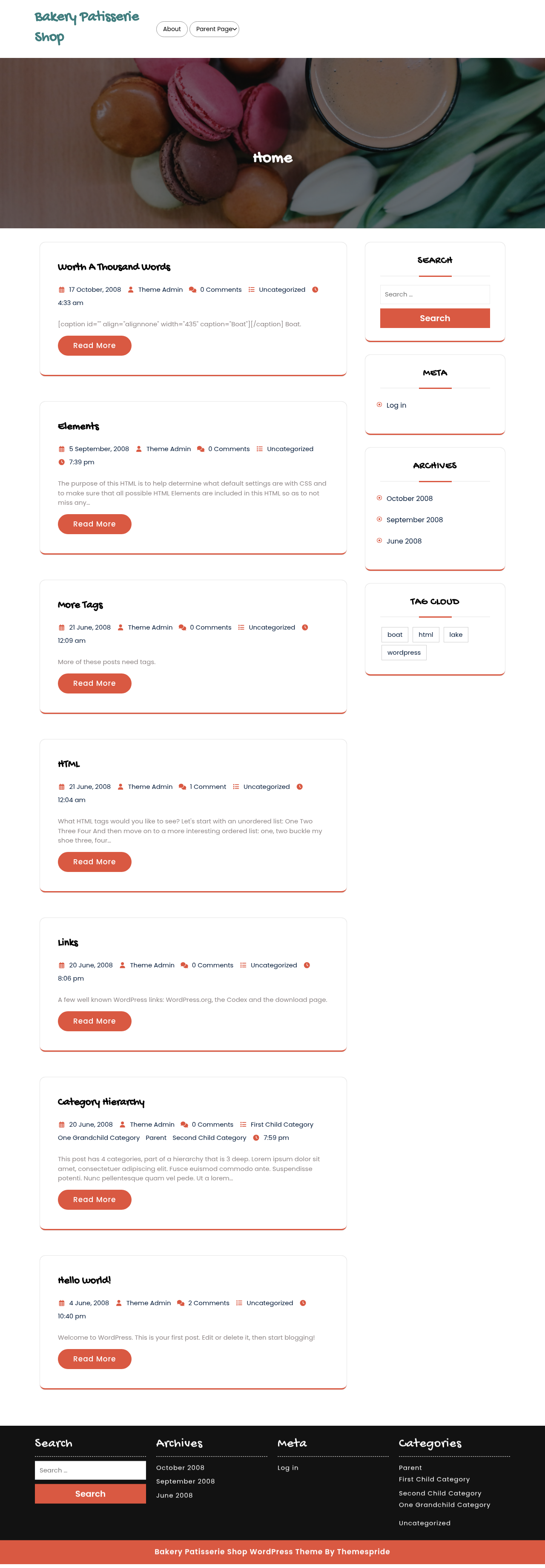 Десктоп (ниже) — Bakery Patisserie Shop
