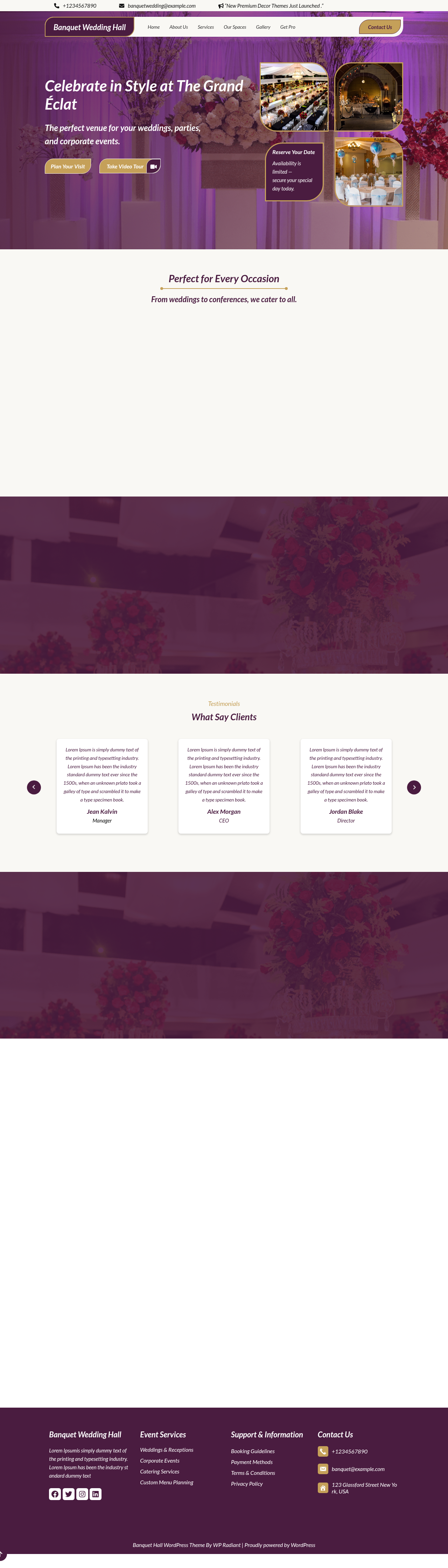 Десктоп (ниже) — Banquet Wedding Hall