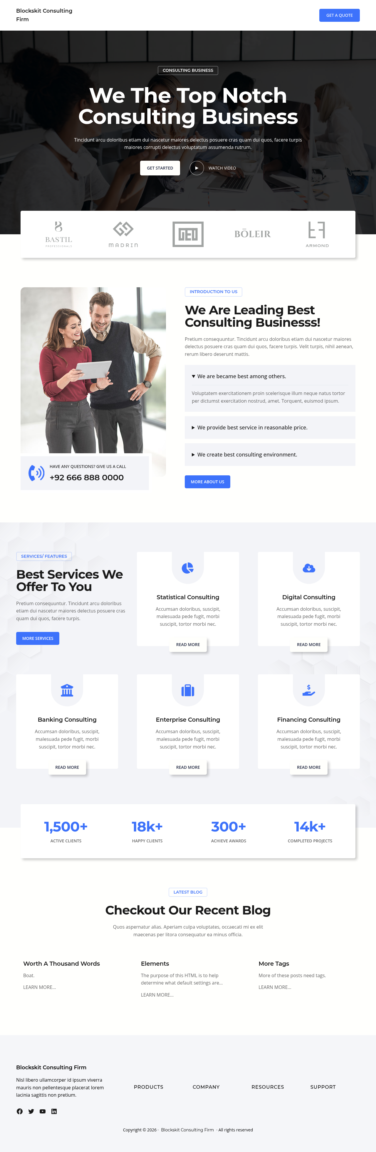 Десктоп (ниже) — Blockskit Consulting Firm