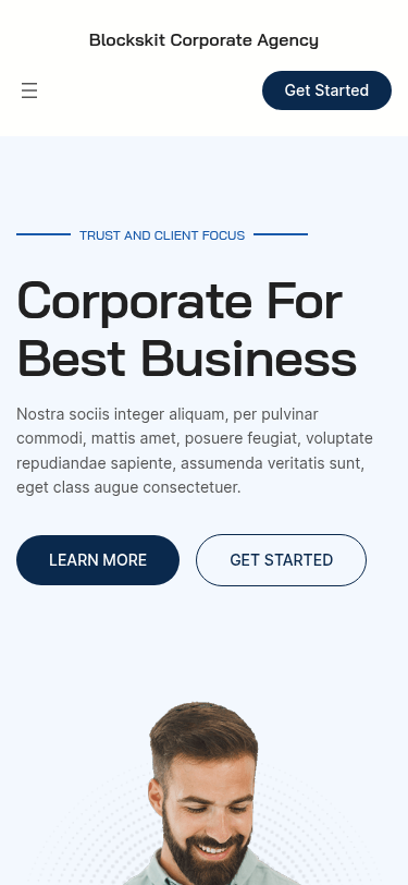 Мобильный вид — Blockskit Corporate Agency
