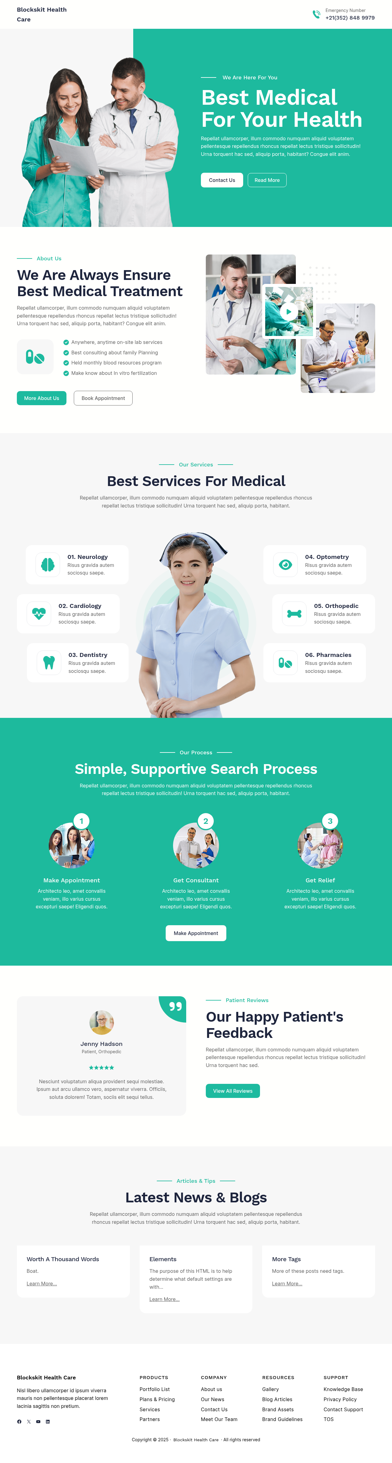 Десктоп (ниже) — Blockskit Health Care