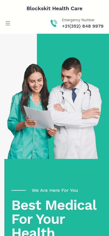 Мобильный вид — Blockskit Health Care