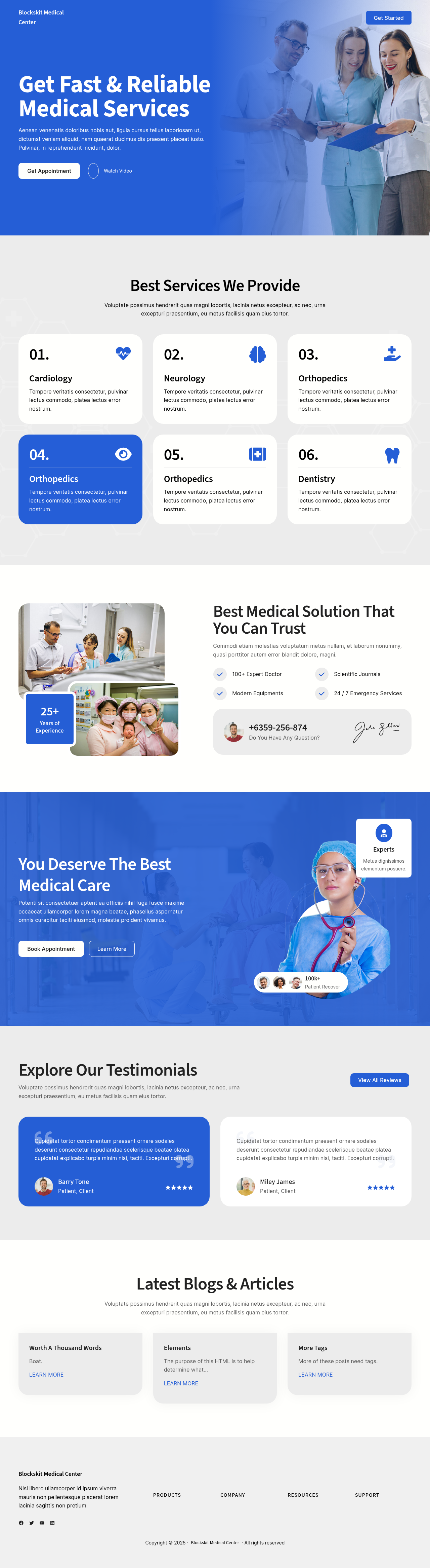 Десктоп (ниже) — Blockskit Medical Center