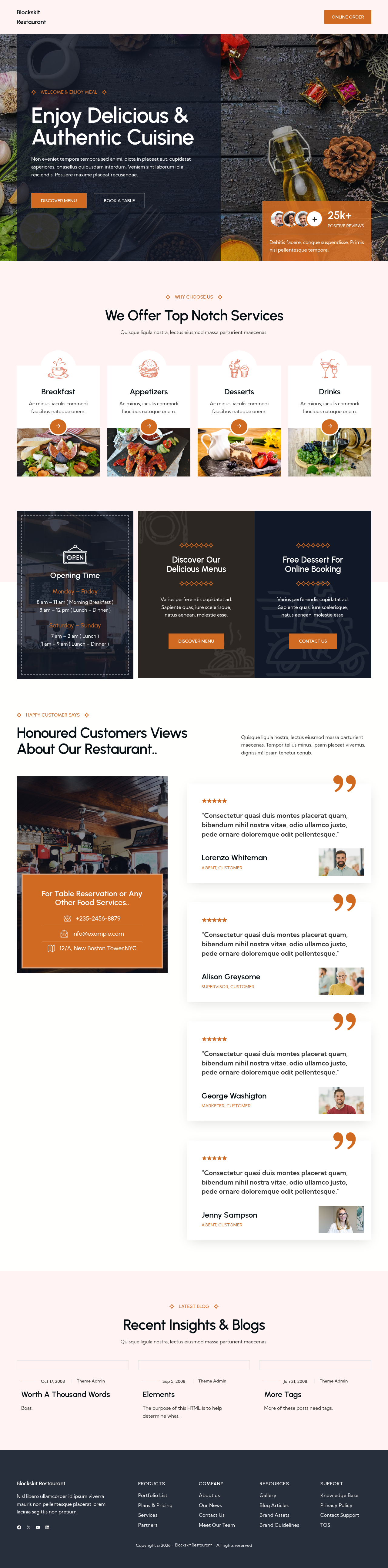 Десктоп (ниже) — Blockskit Restaurant