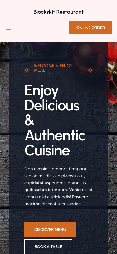 Мобильный вид — Blockskit Restaurant