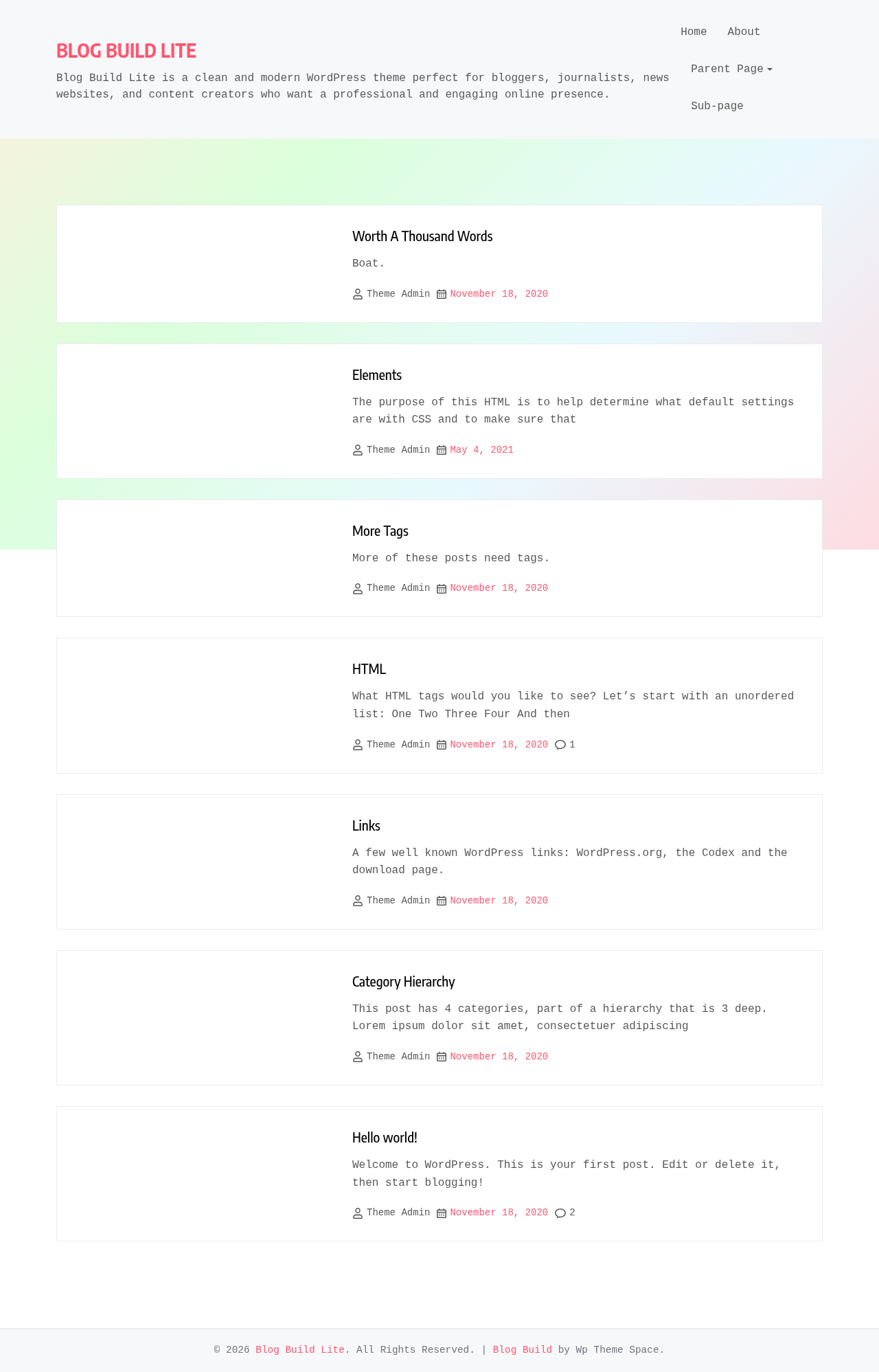 Десктоп (ниже) — Blog Build Lite