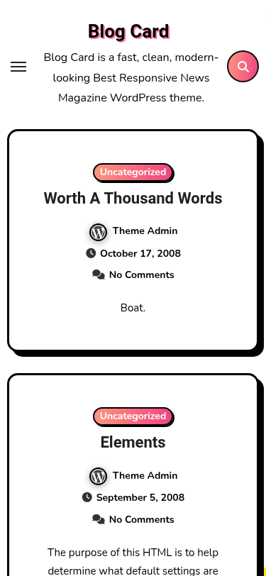 Мобильный вид — Blog Card