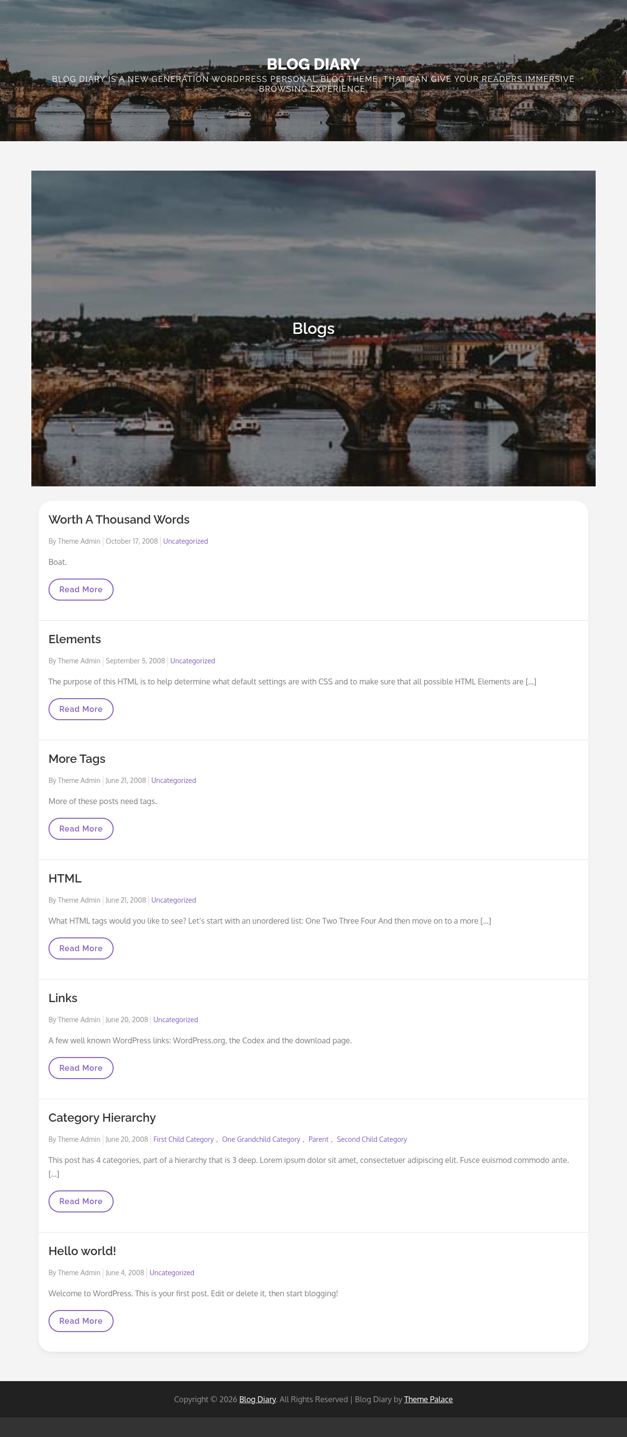 Десктоп (ниже) — Blog Diary