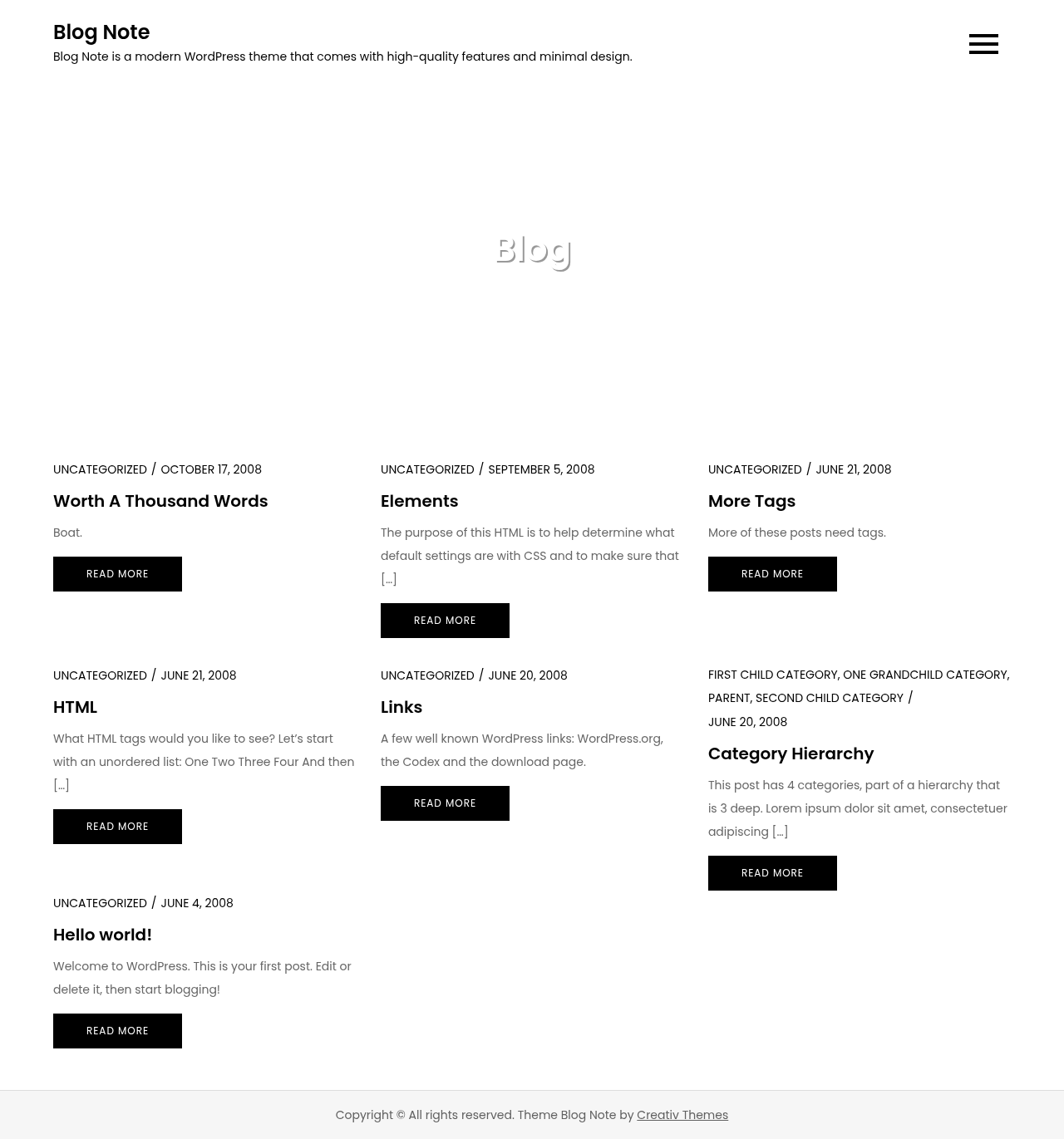 Десктоп (ниже) — Blog Note
