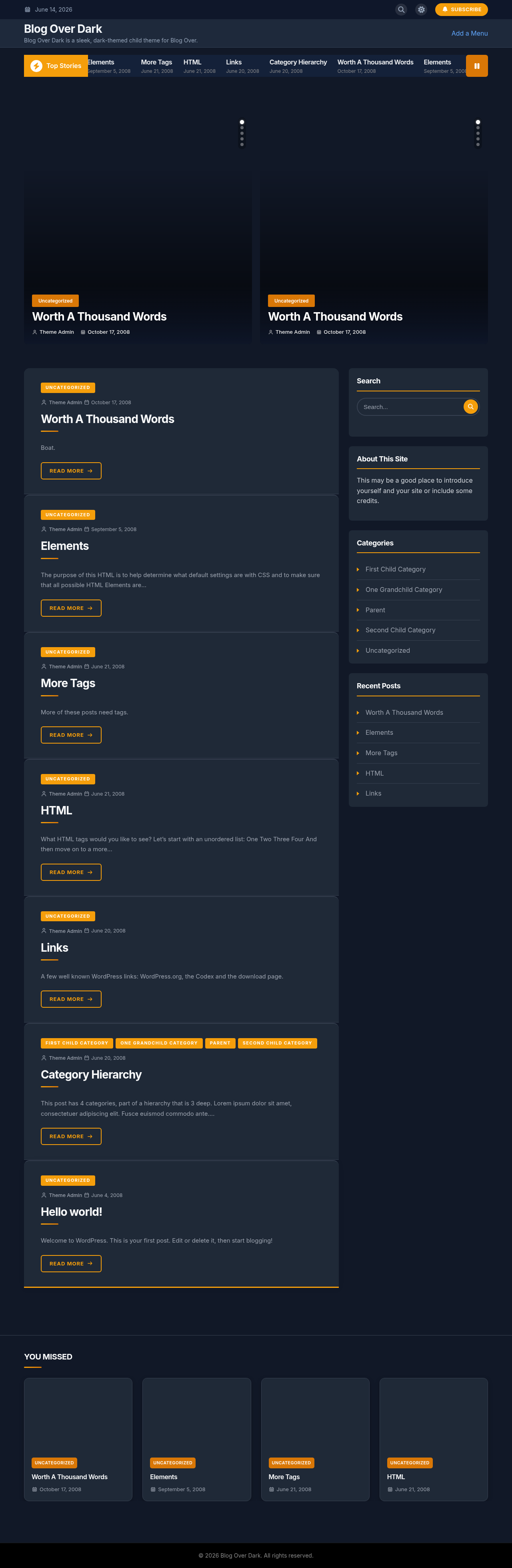 Десктоп (ниже) — Blog Over Dark