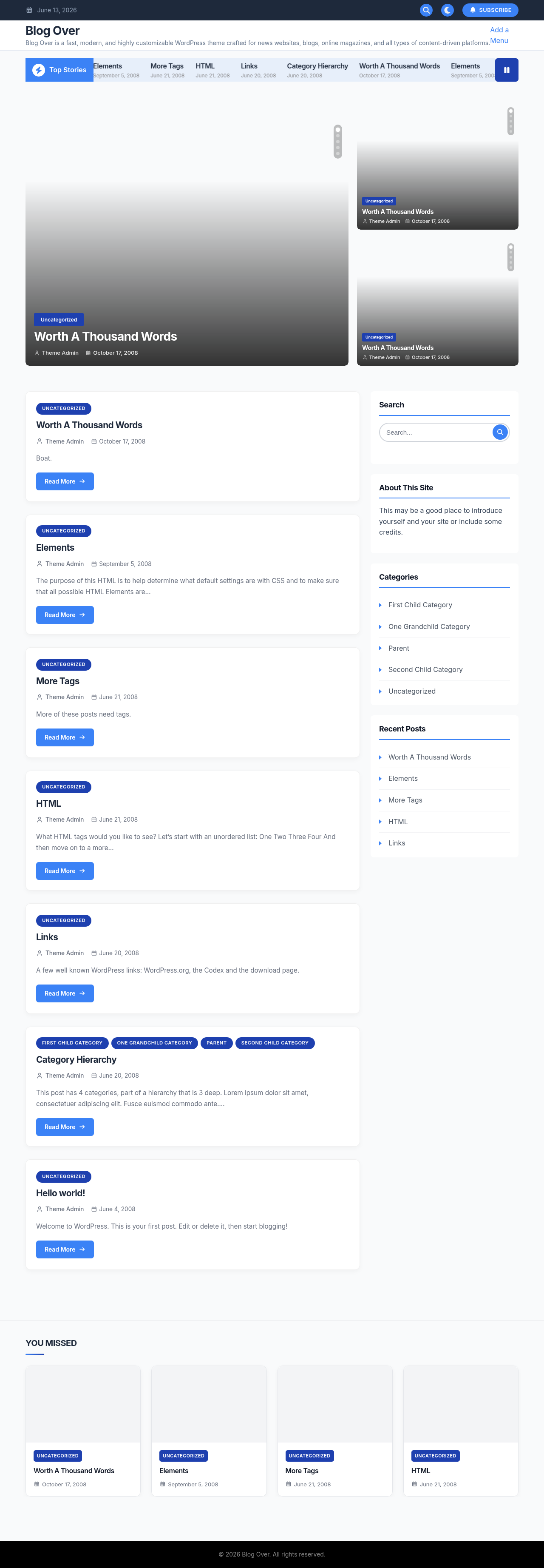Десктоп (ниже) — Blog Over