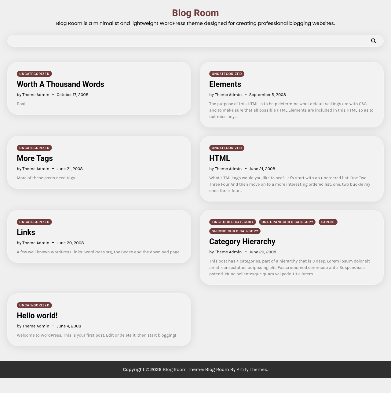 Десктоп (ниже) — Blog Room