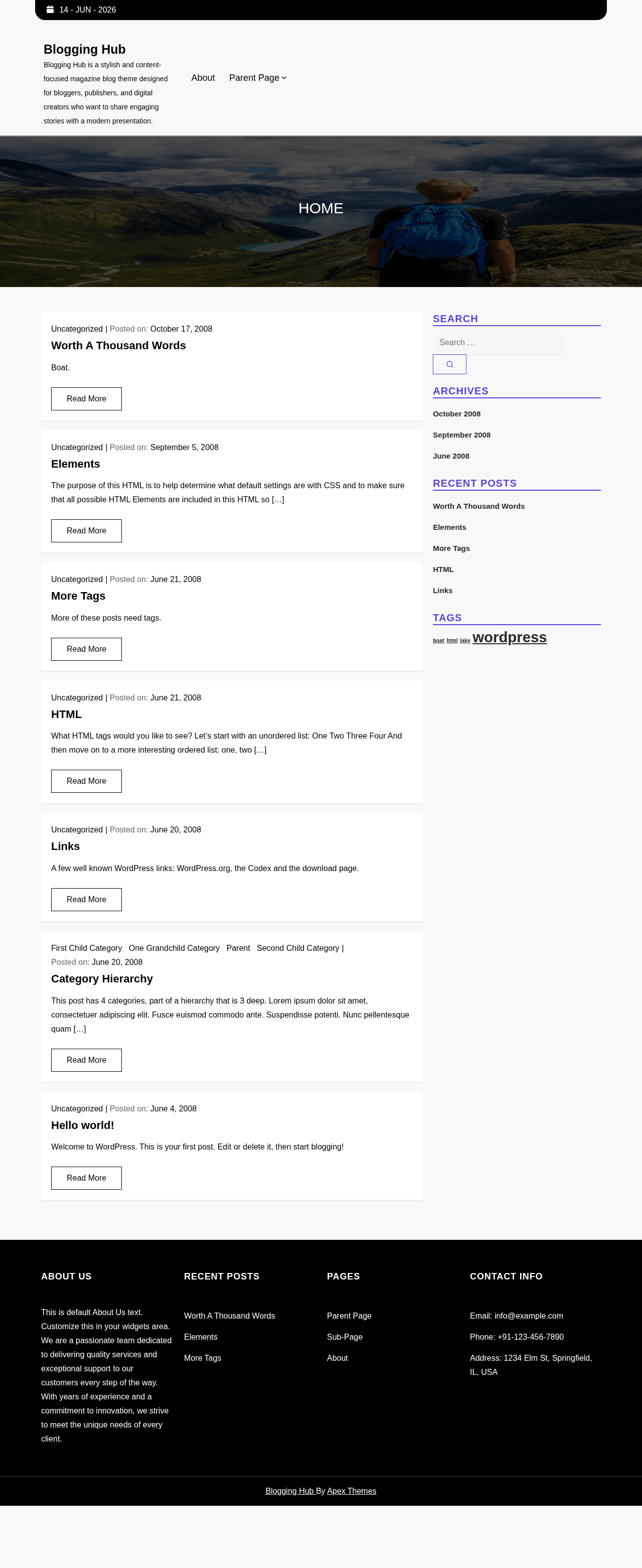 Десктоп (ниже) — Blogging Hub