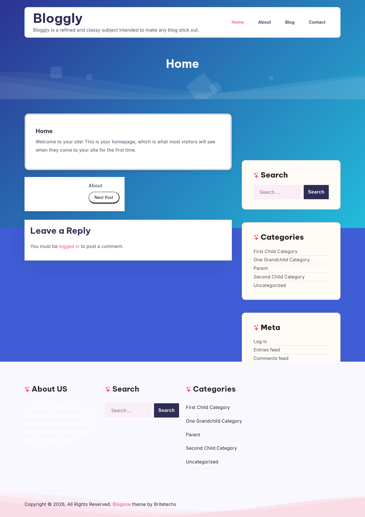 Десктоп (ниже) — Bloggly