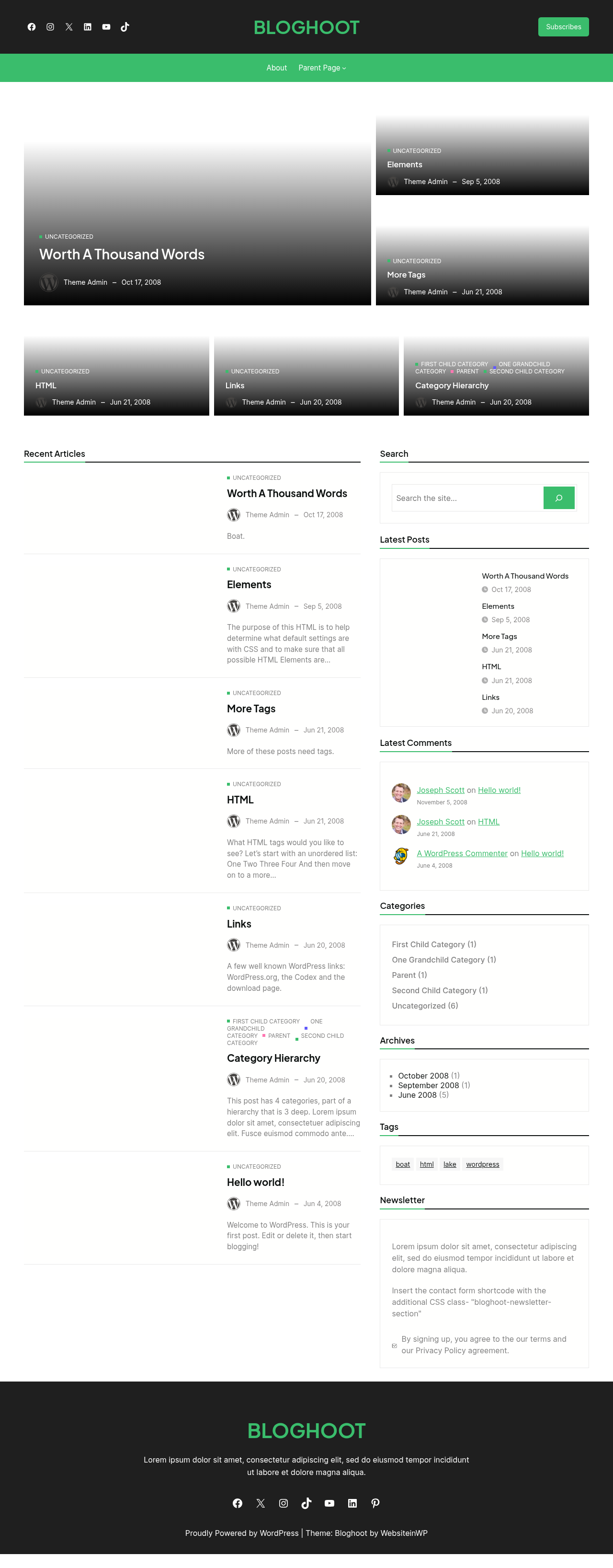 Десктоп (ниже) — Bloghoot