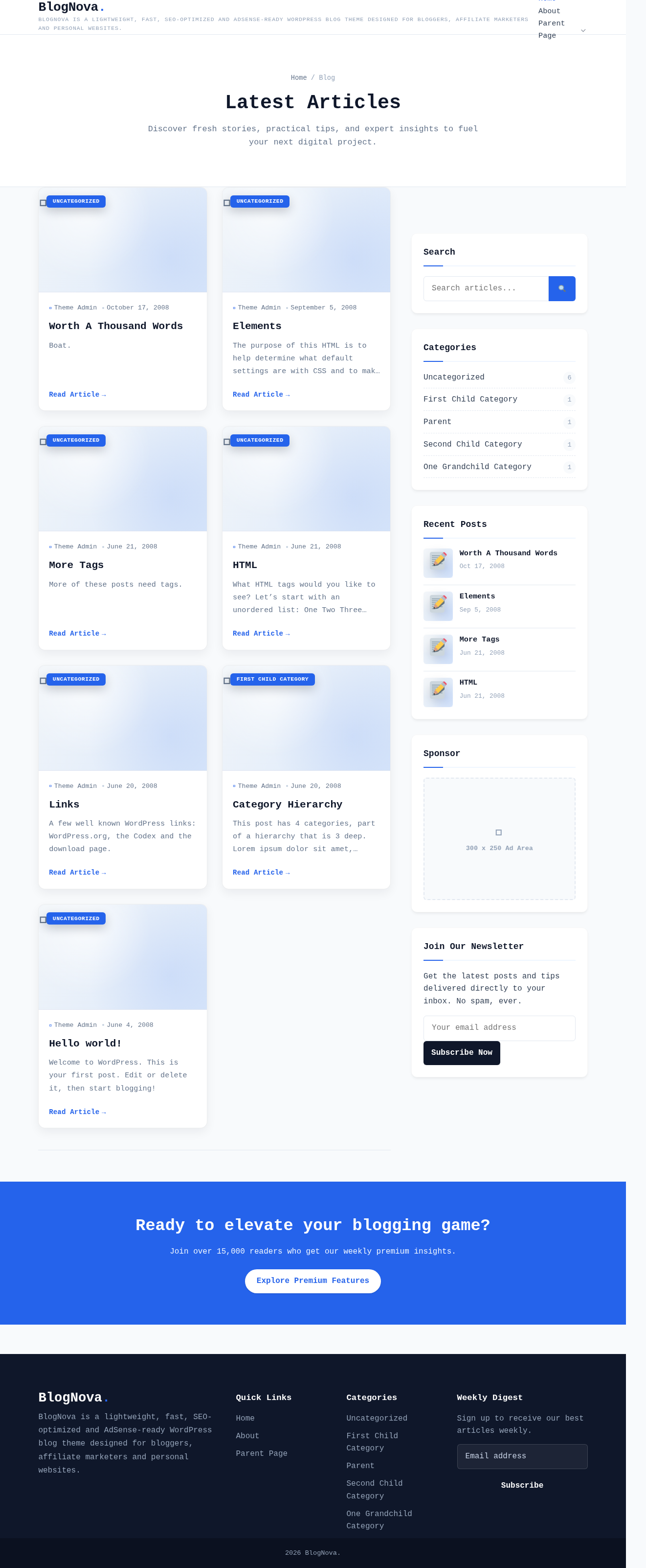 Десктоп (ниже) — BlogNova