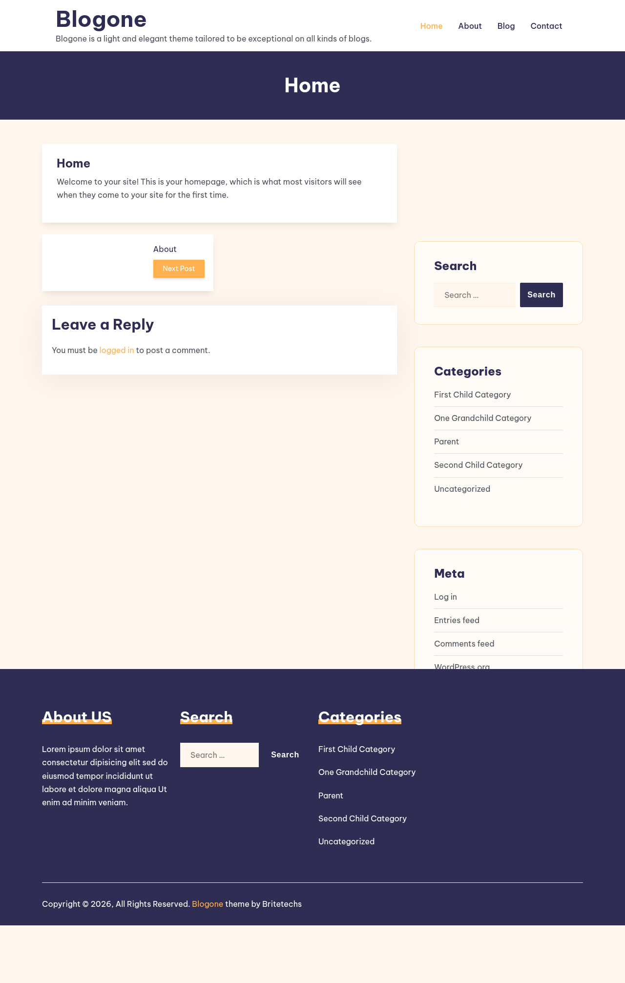 Десктоп (ниже) — Blogone