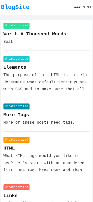 Мобильный вид — BlogSite