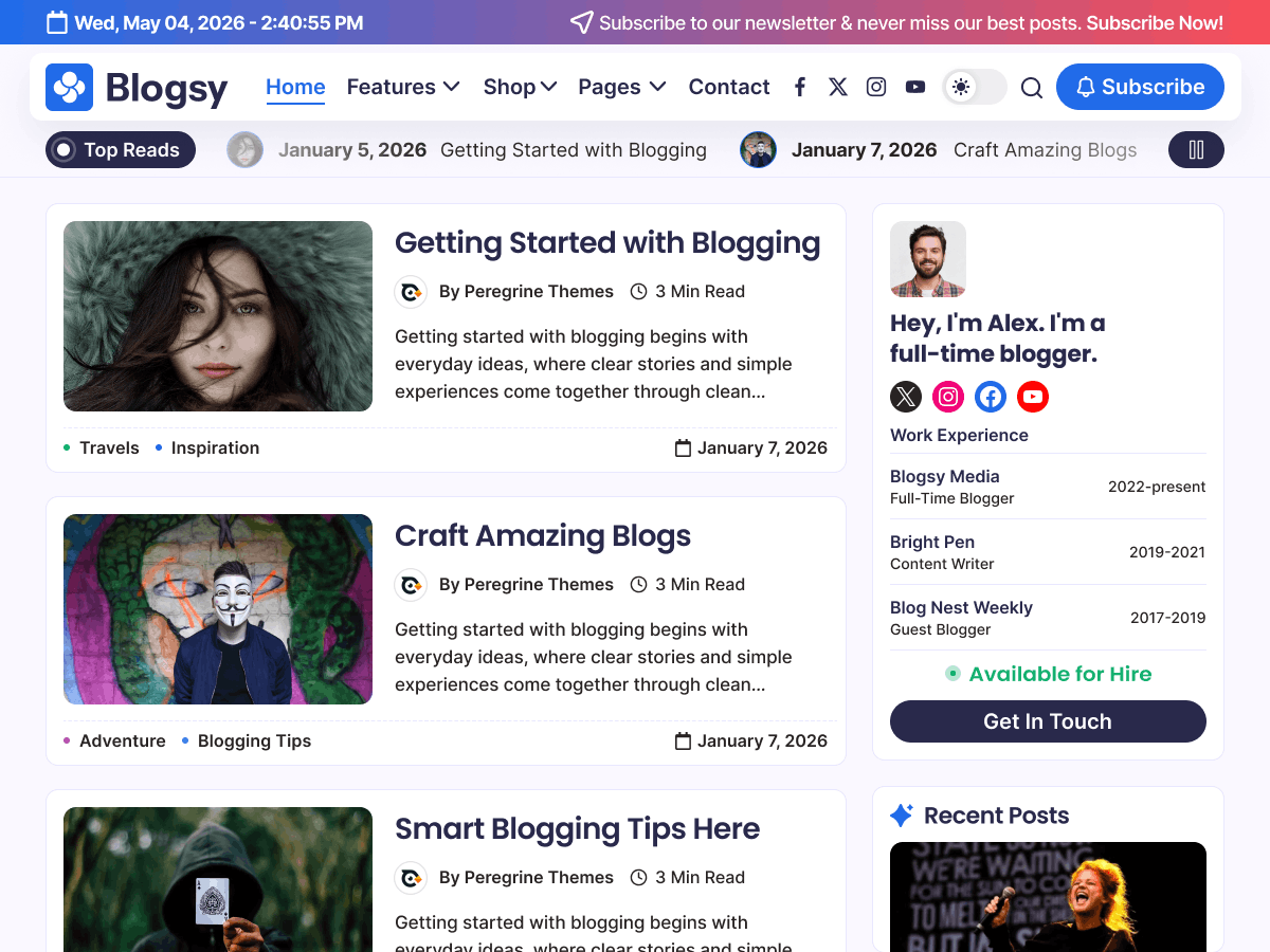 WordPress тема Blogsy