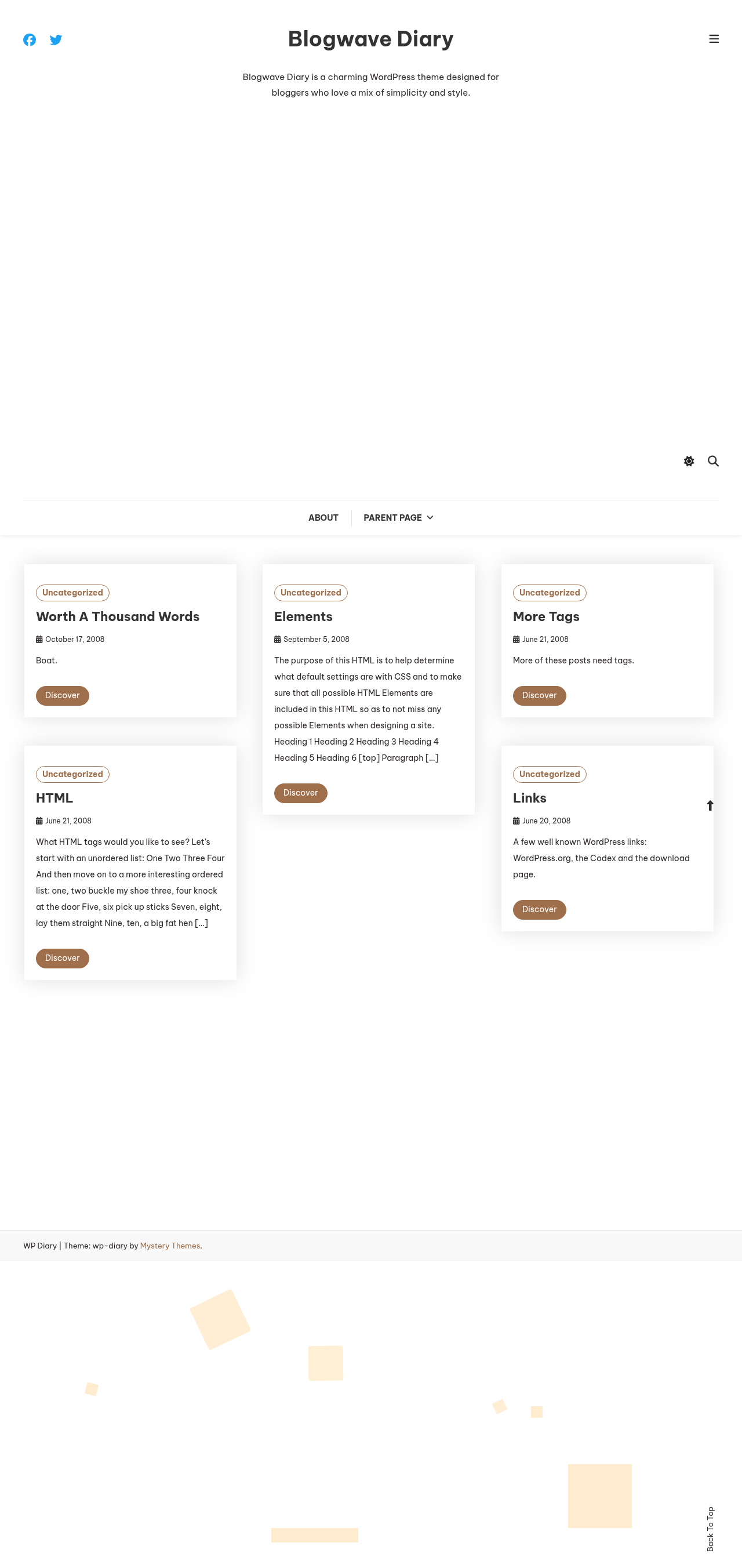 Десктоп (ниже) — Blogwave Diary