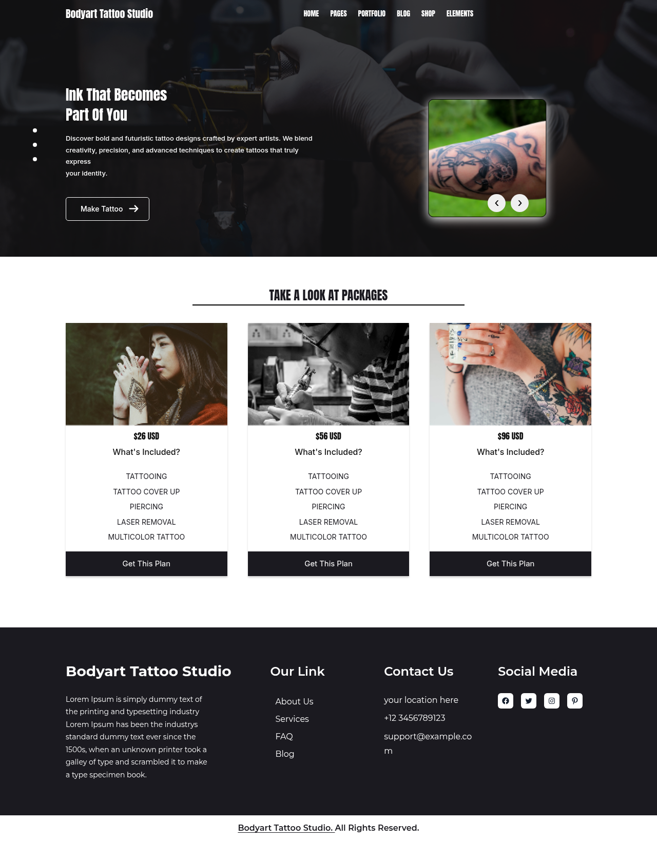 Десктоп (ниже) — Bodyart Tattoo Studio