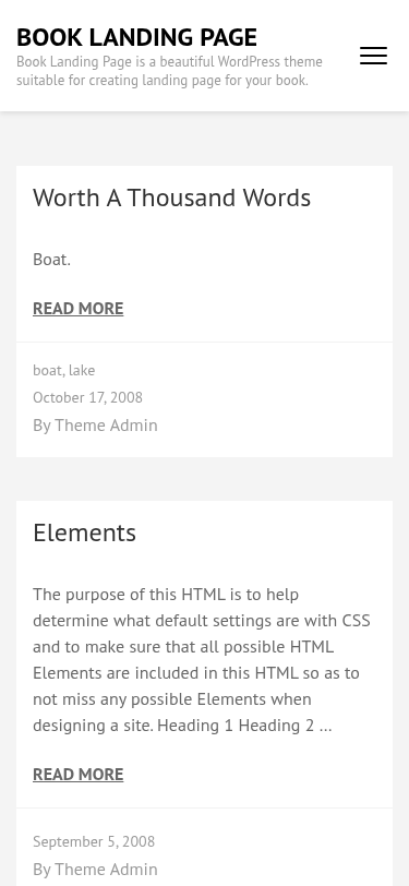 Мобильный вид — Book Landing Page