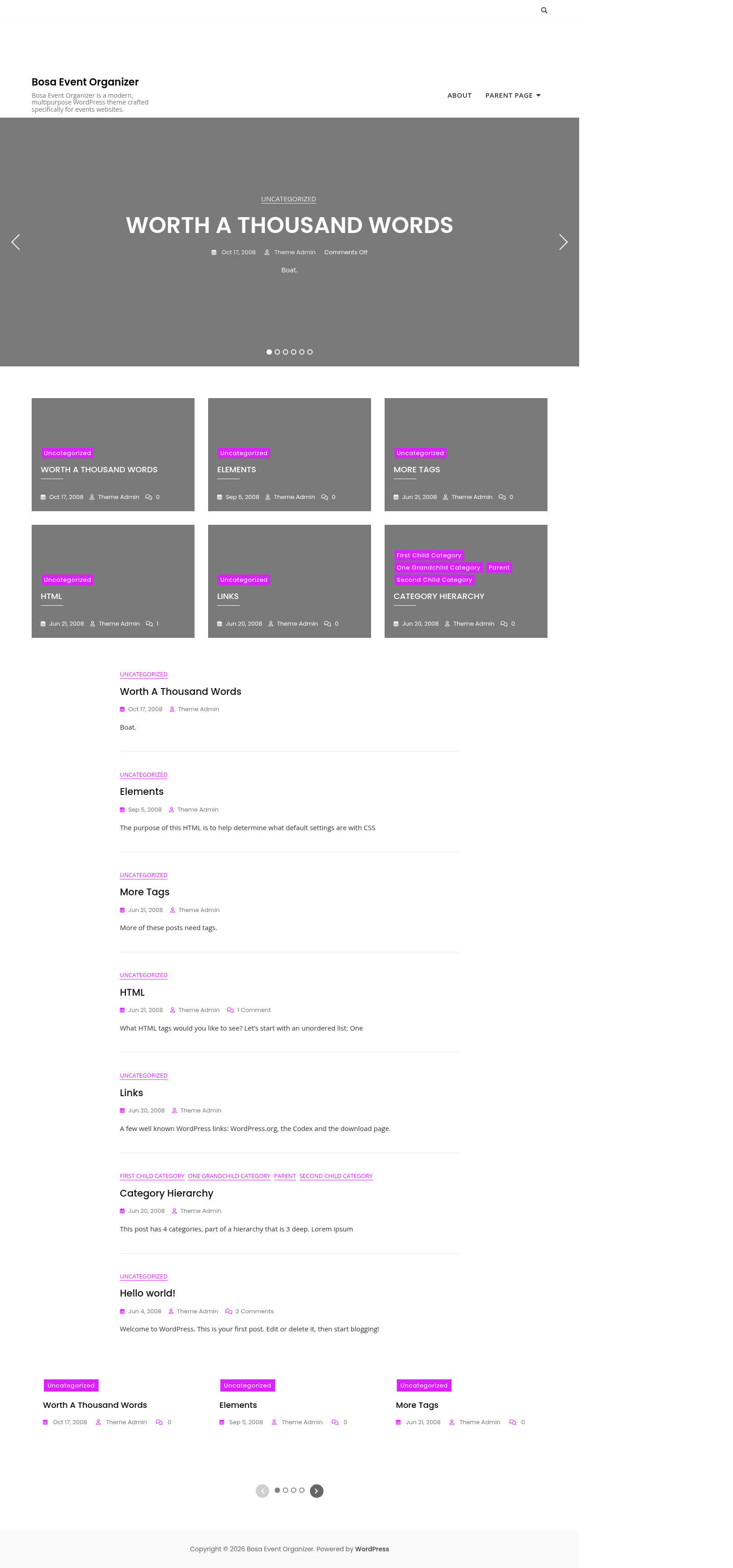 Десктоп (ниже) — Bosa Event Organizer