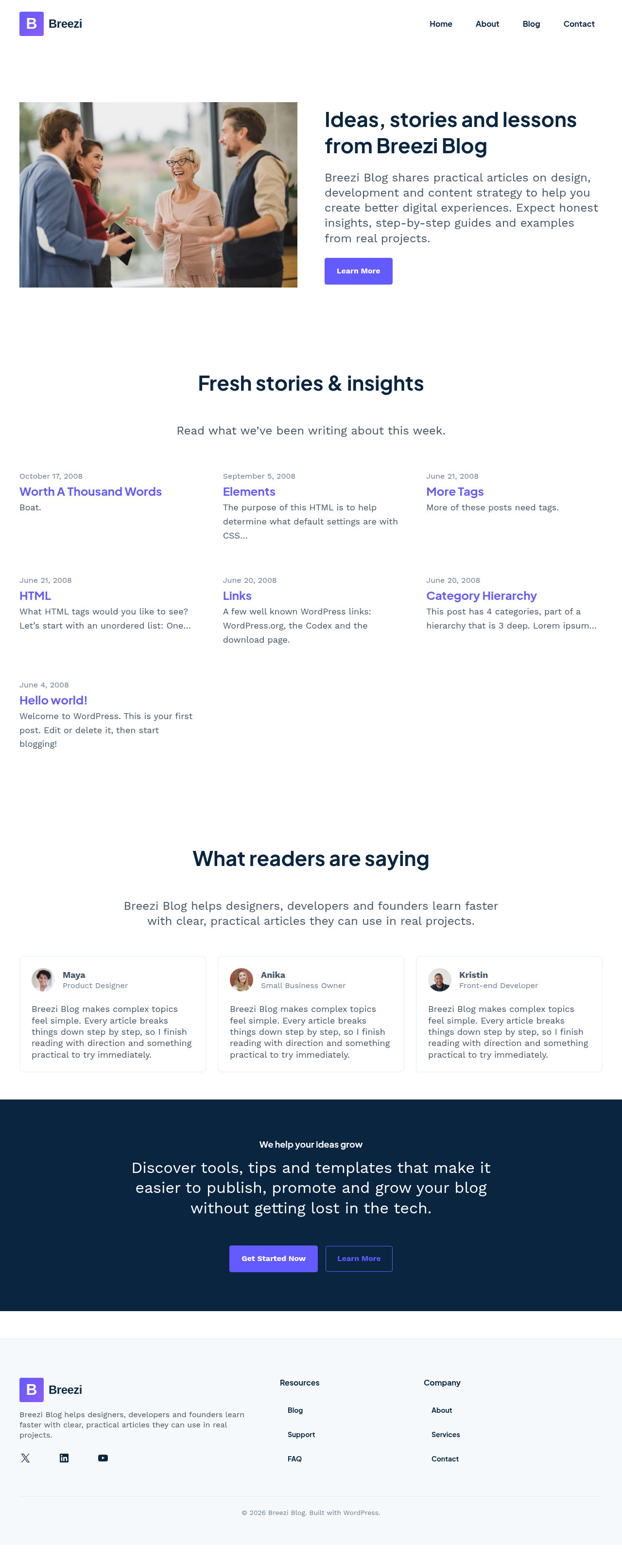Десктоп (ниже) — Breezi Blog