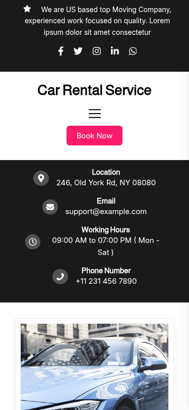 Мобильный вид — Car Rental Service