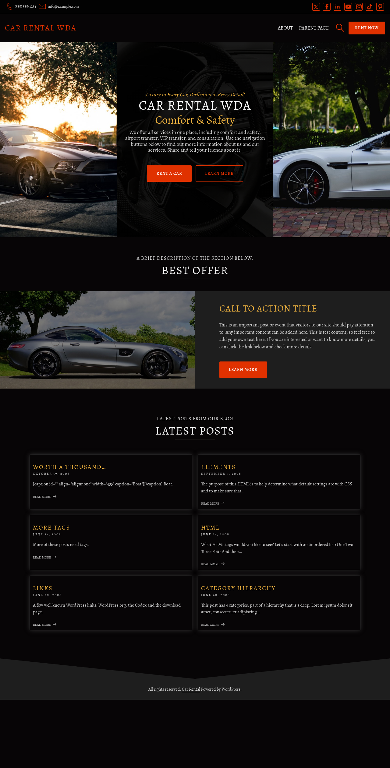Десктоп (ниже) — Car Rental WDA