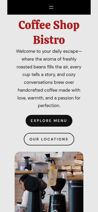 Мобильный вид — Coffee Shop Bistro