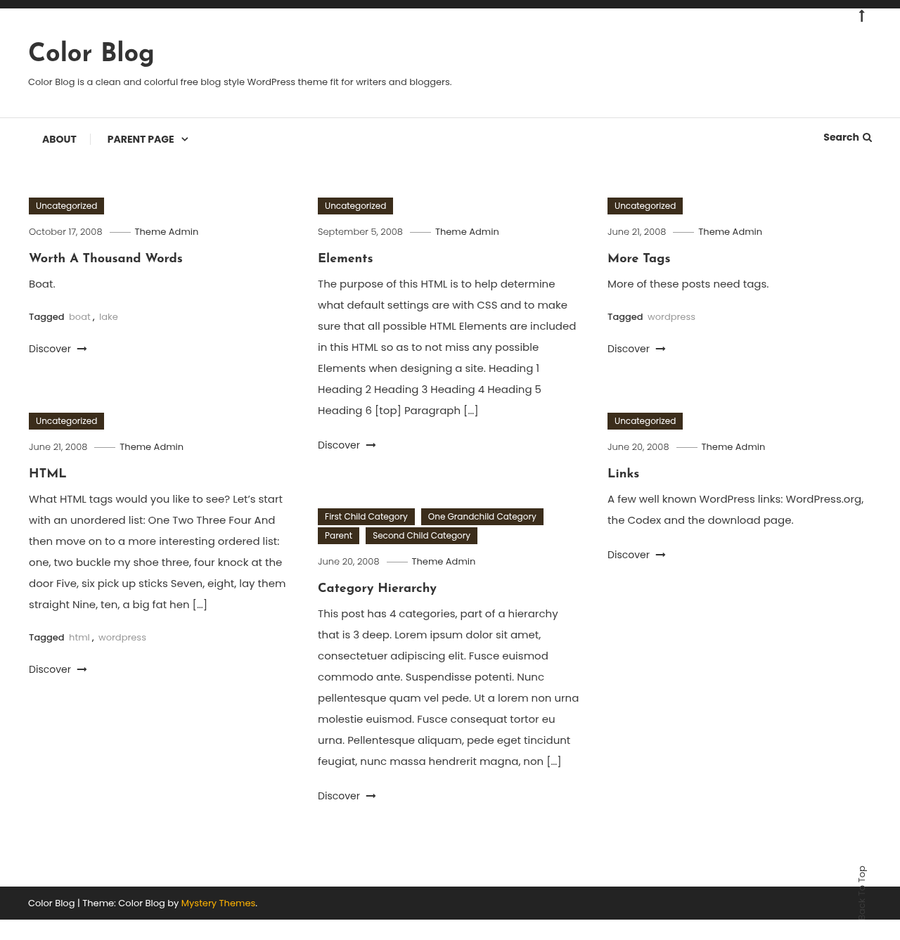 Десктоп (ниже) — Color Blog