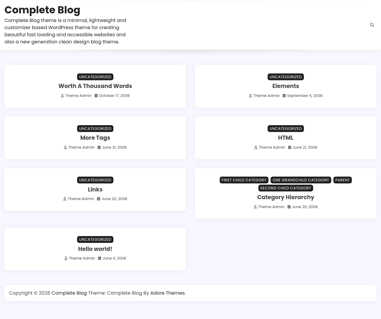 Десктоп (ниже) — Complete Blog