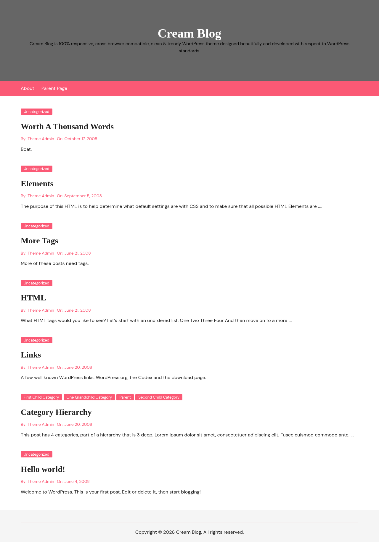Десктоп (ниже) — Cream Blog