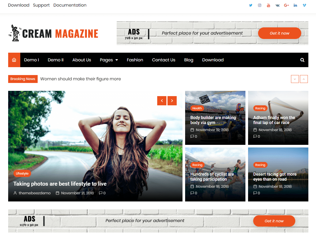 Тема Cream Magazine для WordPress