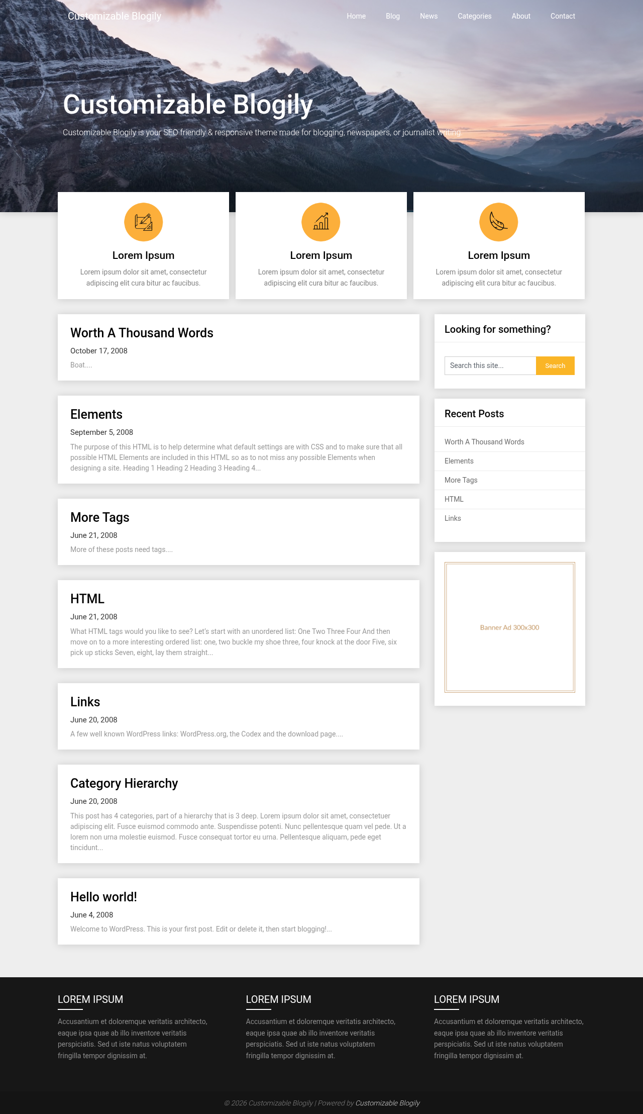 Десктоп (ниже) — Customizable Blogily