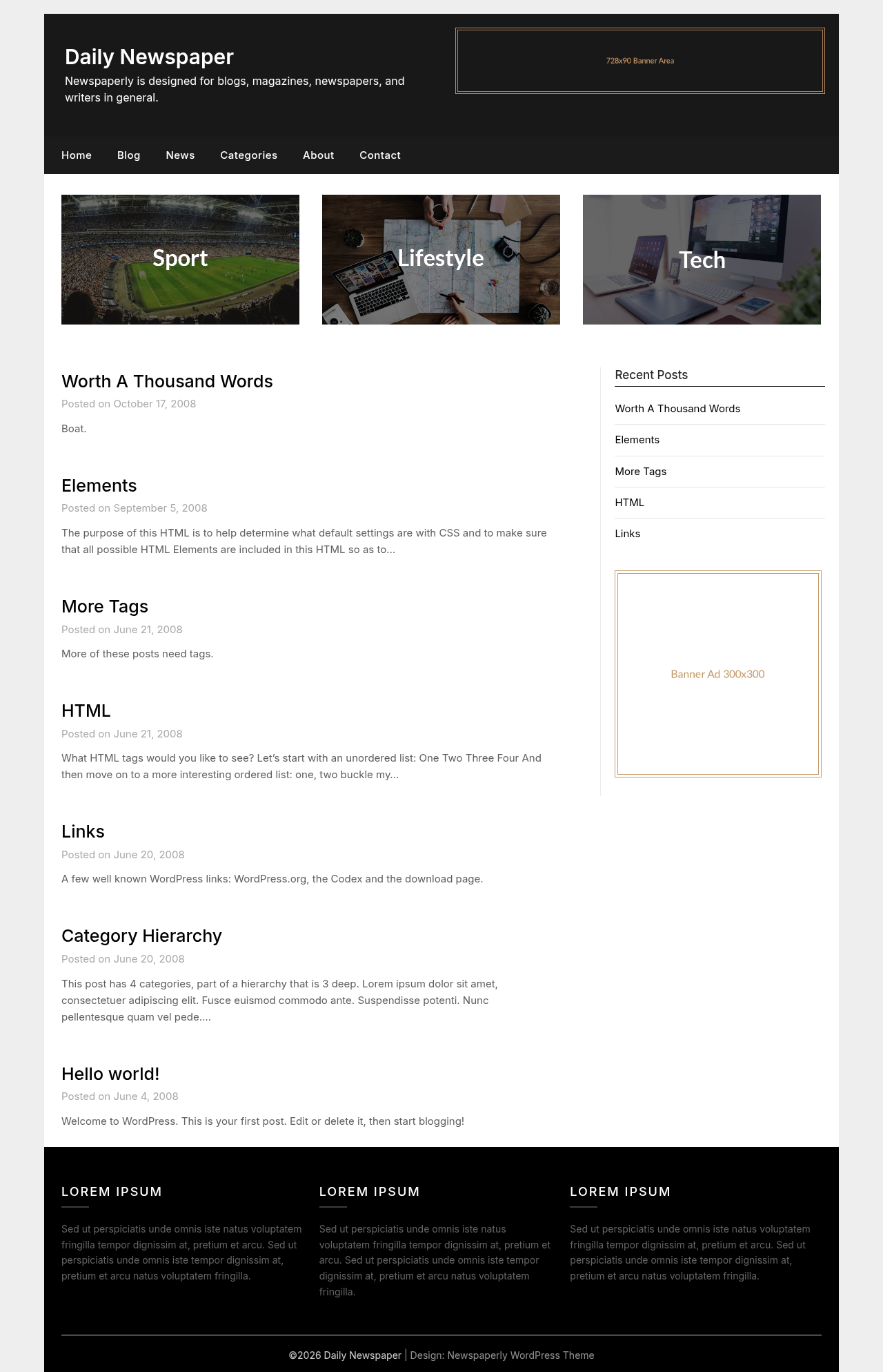 Десктоп (ниже) — Daily Newspaper
