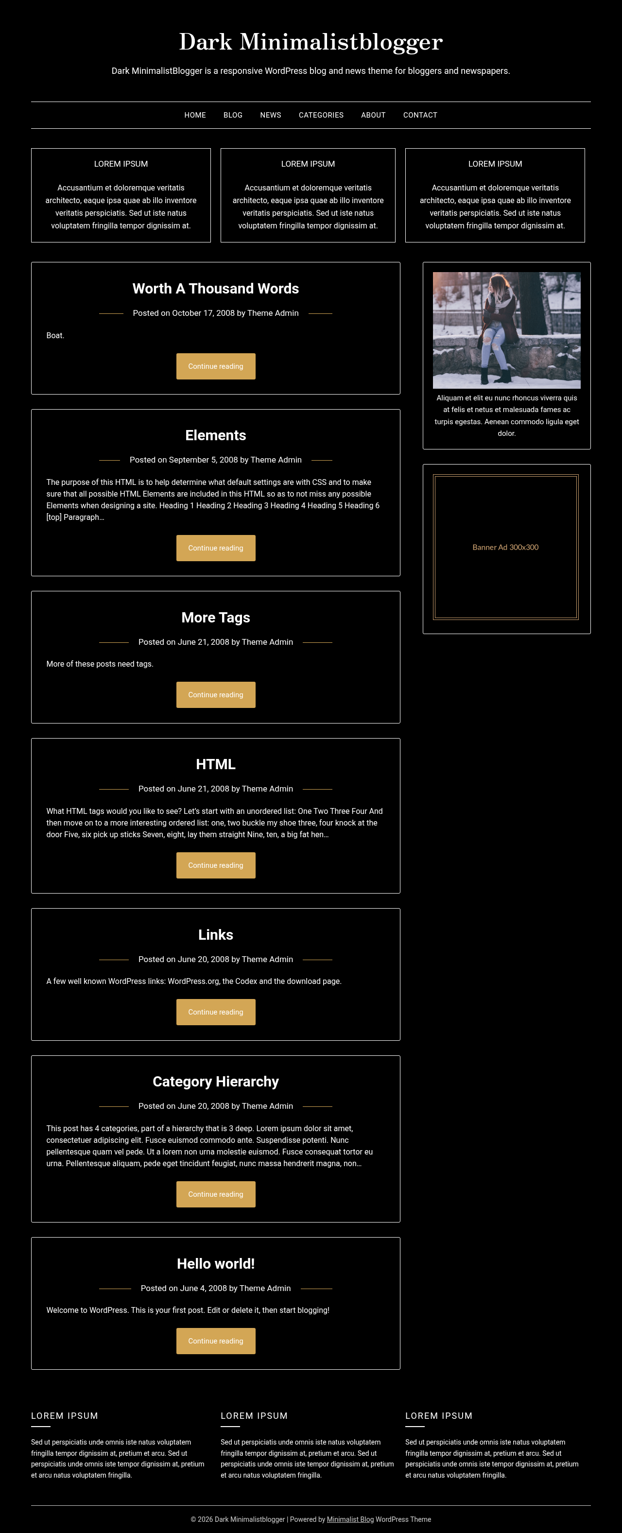 Десктоп (ниже) — Dark Minimalistblogger