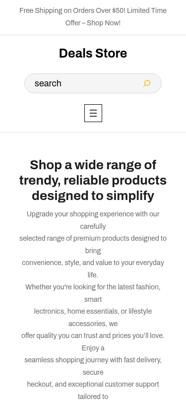 Мобильный вид — Deals Store
