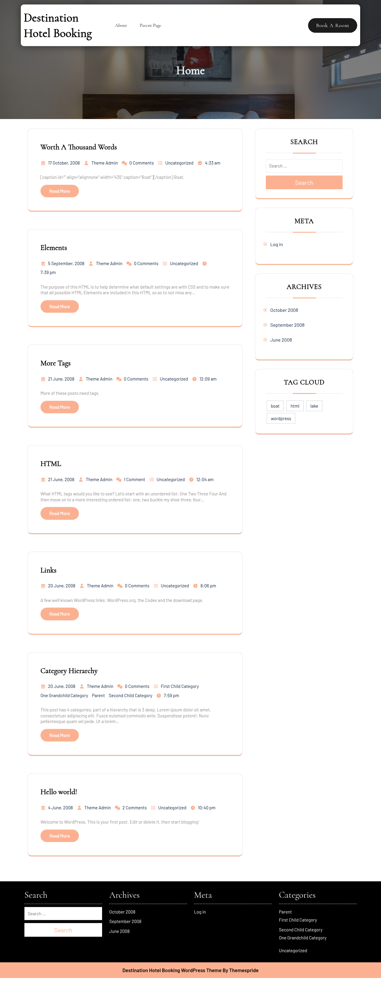 Десктоп (ниже) — Destination Hotel Booking