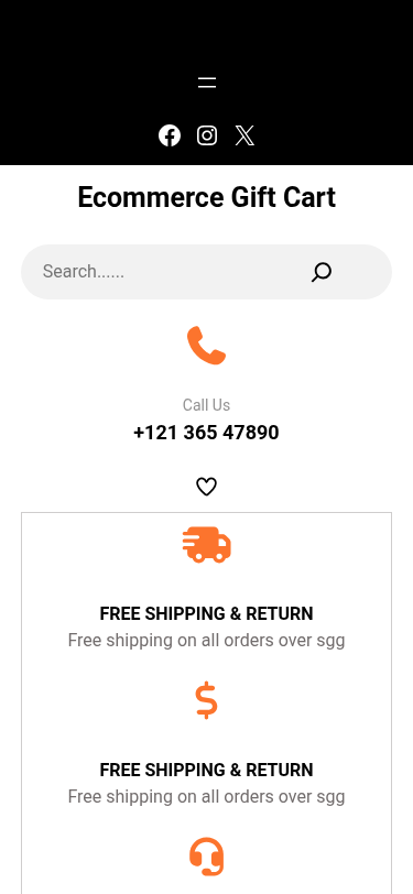 Мобильный вид — Ecommerce Gift Cart